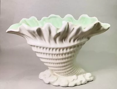 Buy Vintage Mid Century Sylvac 756 White & Pastel Green Shell Mantle Vase / Planter • 25£