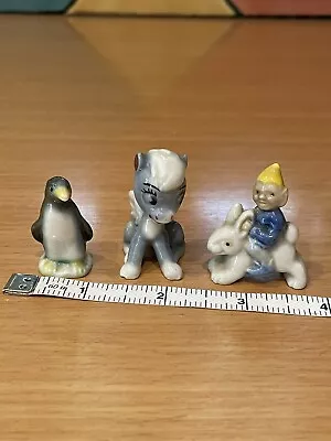 Buy 3 Wade Figures Unusual Pegasus, Lucky Pixie Riding A Rabbit And A Cute Penguin • 7.25£