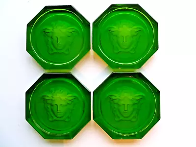 Buy Rosenthal Versace Glass Coasters 4 Green  NEW Boxed Authentic Medusa Tableware • 128£