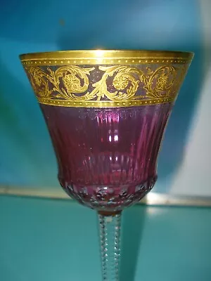 Buy Rare Antique Moser Ornate Purple Crystal Cut Red Wine Drinking Hock Glass Gilt • 174.74£