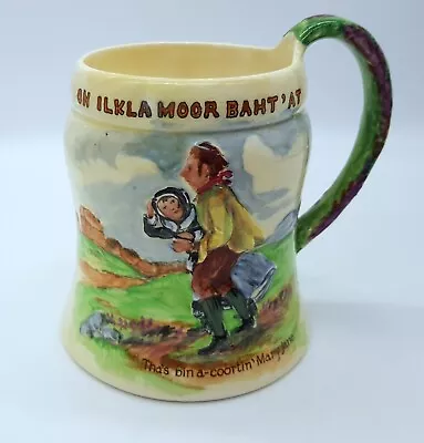 Buy Vintage Rare Large Mug By Crown Devon Fieldings “On Ilkla Moor Baht ‘At” England • 12.50£