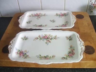 Buy 2 X Bone China Royal Albert Moss Rose Oblong Sandwich Trays Excellent Condition. • 14.99£