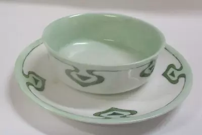 Buy Antique Haviland Limoges Green Trim Cream Cup And Saucer Signed Janet Rinaier • 42.86£