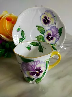 Buy Shelley Miniature Dainty Shape Pansy Pattern Coffee Can Duo VGC • 48£