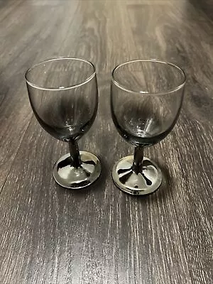 Buy Set Of 2 Vintage Silver Fade Wine Sherry Glasses - Elegant Glassware Collection • 11.18£