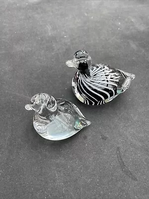 Buy Vintage Wedgwood England Clear Glass Small Fat Duck And Larger Paperweight • 10.95£
