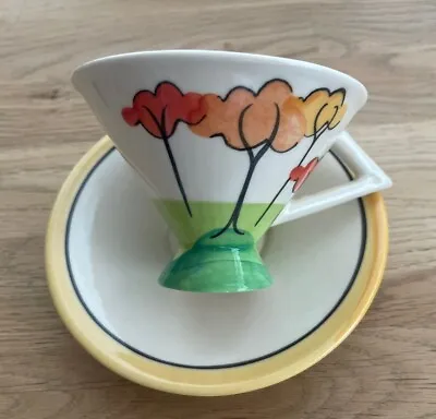 Buy PAST TIMES CLARICE CLIFF INSPIRED CUP & SAUCER Plate Hand Painted Rare Trees • 39.95£
