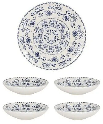 Buy 4X Embossed Stoneware Soup PASTA Bowls Deep Dinner Plates 21cm BLUR • 22£