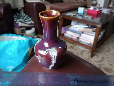Buy West German Vintage Pottery. Purple Glaze Vase. 13.5cm Tall. • 11£