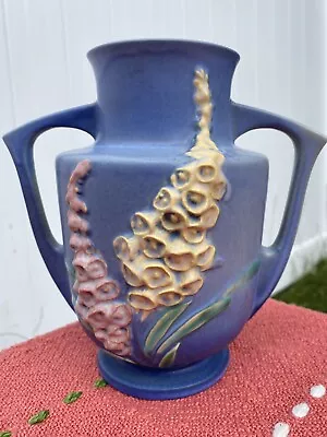Buy Roseville Foxglove Blue 1940’s Mid Century Modern Art Pottery Ceramic Vase 46-7 • 74.55£