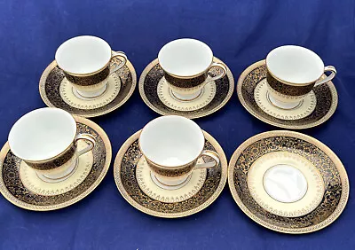 Buy VINTAGE NORITAKE GOLDLEA DEMITASSE Cups And Saucers-5 Cups, 6 Saucers • 37.27£