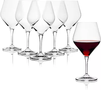 Buy Red Wine Glasses Set Of 6, 13.5 Oz, Modern Elegant, True Czech Lead-Free Durable • 25.15£