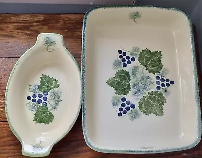 Buy Poole Pottery Vineyard PATTERN Rectangle Dish 12  & Oval Dish 9.25  Hand Painted • 25£