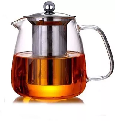 Buy Glass Teapot With With Infuser, 500ml/17oz Borosilicate Tea Pot With Strainer,C • 13.54£
