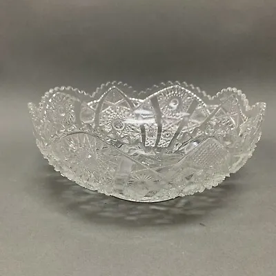 Buy Vintage Imperial Glass Clear Large Bowl Daisy & Button Sawtooth Edge • 83.86£