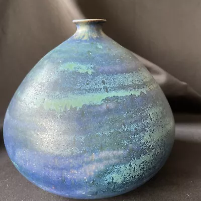 Buy Anton Lang Pottery Blue And Aqua Art Deco Vase “As Is”  • 88.53£