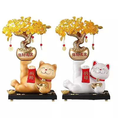 Buy Fortune Tree Lucky Cat Statue Lucky Cat Ornament For Party Cabinet Bedroom • 43.33£