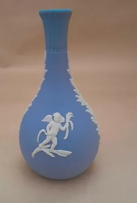 Buy Vintage WEDGWOOD Blue Jasperware Bud Vase - Greek Cherubs • 4.99£