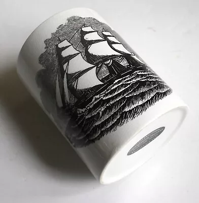 Buy Vintage 1960s Portmeirion Pottery Black & White 'Sailing Ships’ Cylinder/jar  • 14£