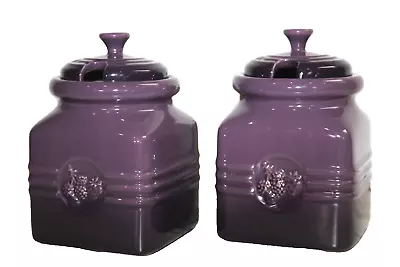Buy Pair LE CREUSET Cassis Purple Stoneware Preserve / Jam Jars With Lids • 19.99£