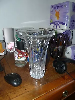 Buy Beautiful Cut Glass Vase, Very Heavy. No Chips/cracks Mint Condition • 5£