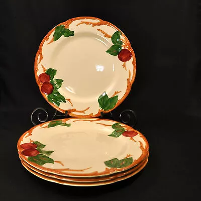 Buy Franciscan Apple 4 Dinner 10 5/8  Plates 1949-1953 Hand Painted Red Green Brown • 93.17£
