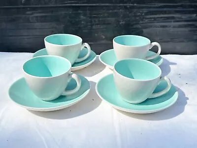 Buy Vintage Poole Pottery Twintone Ice Green And Seagull Set Of Tea Cups And Saucers • 32.99£