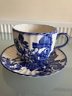 Buy Vintage Victoria Ironstone England Oversize Blue &  White Moustache Cup & Saucer • 25£