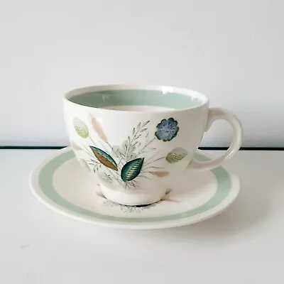 Buy Woods Ware Clovelly Tea Cup & Saucer Vintage Made In England Green Border • 5£