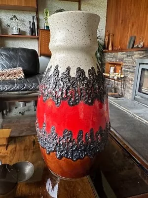 Buy Vintage 1970s BAY Keramik West German Fat Lava Vase 7030 In Red, Black And Brown • 65£