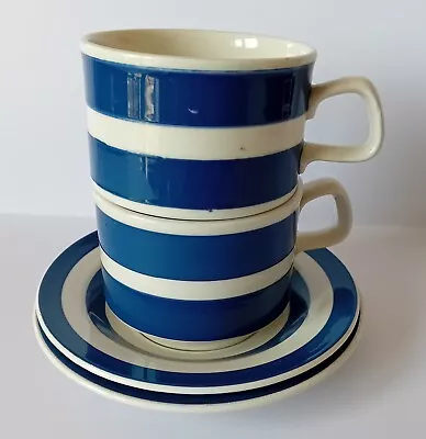 Buy Vintage Staffordshire Blue & White Stripes Cup & Saucer X 2 Chef Cordon Bleu  • 14.99£