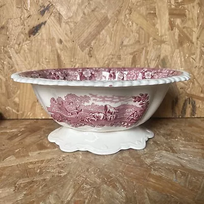 Buy Vintage Adams English Scenic Pink Oval Footed Bowl Dish Basin Compote 32x26x13cm • 9.99£