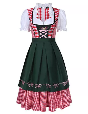 Buy Womens German Bavarian Dirndl Dress Apron Oktoberfest Fancy Beer Maid Costume UK • 19.99£