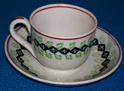 Buy Antique Scottish Pottery Cup & Saucer Spongeware David Methven • 90£