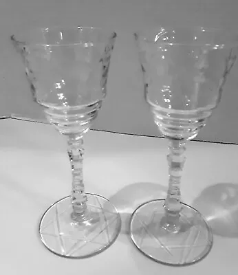 Buy 2 Libbey Rock Sharpe Arctic Rose Wine/Sherry Glasses 1940’s  4 Oz. • 29.82£