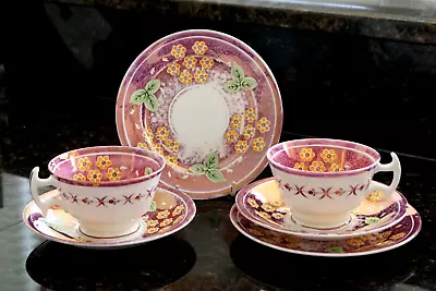 Buy Grays Pottery - 2 X Lustre Decorated Tea Cup Trios - Pattern 4401 C.1924 - Worn • 15.95£