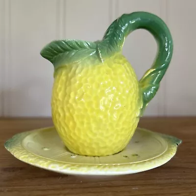 Buy Antique Vintage Small Lemon Majolica Jug And Plate. • 63.58£