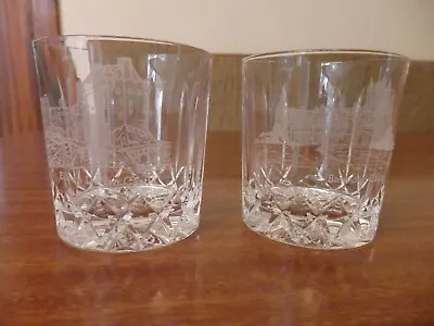 Buy 2 Vintage Edinburgh Crystal Whiskey Glasses - Scottish Castles -made In Scotland • 16£