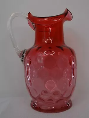 Buy FENTON 7  Cranberry Glass 'Thumbprint, Coin Dot' Pitcher Jug • 25£