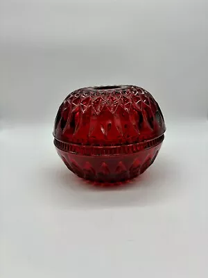 Buy Vintage Indiana Glass Mount Vernon Candle Fairy Lamp Flash Red 2 Piece Lidded • 18.64£