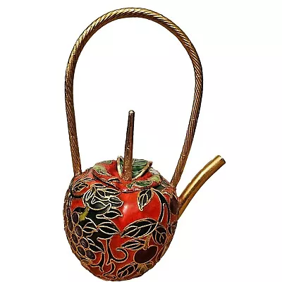 Buy Vintage Miniature Chinese Cloisonné Metal Enamel Fruit Apple Pear Coffee Tea Pot • 14.25£