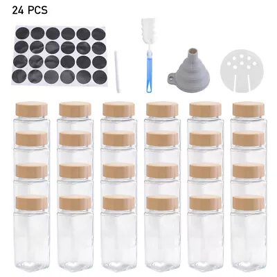 Buy 12/24x Glass Spice Jars Airtight With Bamboo Lids Storage Bottles Containers Pot • 20.95£