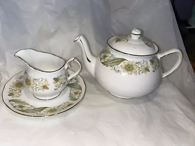 Buy VTG Duchess Bone China Greensleeves Large Teapot + Creamer &, Saucer EUC   A++++ • 16.77£