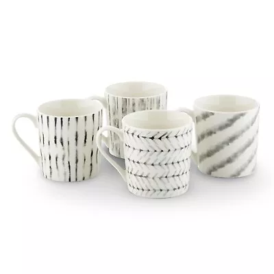 Buy Tower Sketch Mugs, Fine China, 420ML Capacity, Set Of 4, White And Grey T874004 • 19.99£