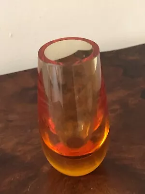 Buy Vintage 1970s Heavy Orange Glass Small Vase • 10£