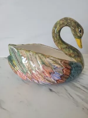 Buy Vintage Portuguese Handpainted Swan Planter • 14.99£