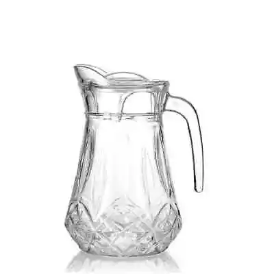 Buy Crystal Base Belly Jug Shape Glass Pitcher Jug With White Plastic Lid 1550ml • 8.99£