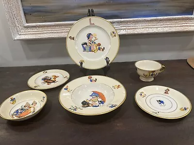 Buy Vintage Porcelain China Children’s 6 Pc Dinnerware Set (Damaged Read) • 32.61£