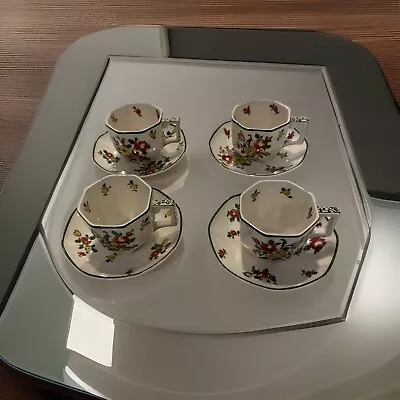 Buy Set Of 4 Vintage Royal Doulton Demitasse Cup Saucers  Old Leeds Spray  - England • 25£