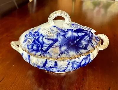 Buy Antique John Maddock & Sons Flow Blue Orchid Tureen • 256.28£